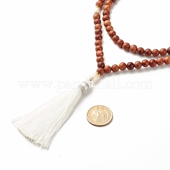 Collana di preghiera mala perline in legno naturale e perle&nbsp;NJEW-JN03756