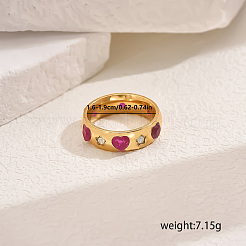 Кольца для женщин с сердцем из латуни с микропаве из кубического циркония MC1356-2