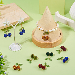 10 Stück 5 Farben handgemachte Polymer Clay Strass Perlen Kirschform Anhänger&nbsp;PALLOY-TA00329