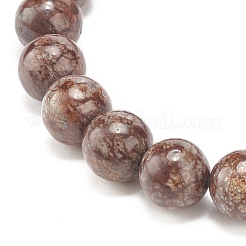 Bracciale elasticizzato in ossidiana naturale con fiocco di neve e perline in lega&nbsp;BJEW-JB08017-03
