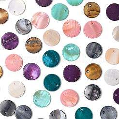 56 шт. подвески из плоских круглых ракушек натурального цвета SHEL-FS0001-13
