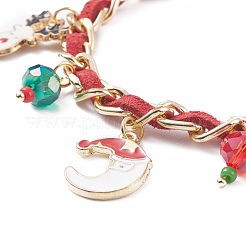 Bracelet à breloques en alliage de canne de bonbon de Noël&nbsp;BJEW-TA00090-02
