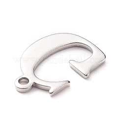 変色しにくい304ステンレススチールチャーム  レーザー切断  アルファベット  ステンレス鋼色  文字.g  12x9x0.8mm  穴：1mm&nbsp;STAS-H112-G-P