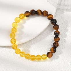 Браслеты из натуральных окрашенных и нагретых бусин из кварца и тигрового глаза&nbsp;BJEW-JB12839