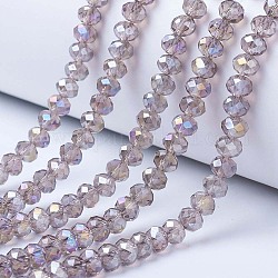 Electroplate Glass Beads Strands, AB Color Plated, Faceted, Rondelle, Thistle, 3x2mm, Hole: 0.8mm, about 165~169pcs/strand, 15~16 inch(38~40cm)