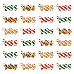 40 Stück 4 Farben hell vergoldete Legierungsanhänger, mit Emaille, Süßigkeiten, Mischfarbe, 21x10x2 mm, Bohrung: 2 mm, 10 Stk. je Farbe