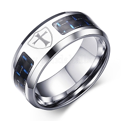 Anello in acciaio inox, anelli a fascia larga per uomo, croce, taglia 10 degli stati uniti, 8mm, diametro interno: 19.8mm