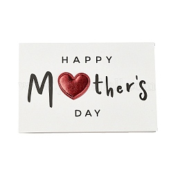 Papier kraft cartes de vœux, carte de tente, thème de la fête des mères, rectangle avec coeur en cuir PU, mot, 100x149x2mm