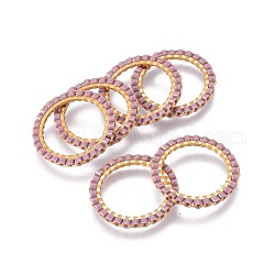Миюки и тохо японский бисер ручной работы, с позолоченными кольцами из нержавеющей стали, ткацкий узор, кольцо / круг, розово-коричневый, 304 мм, внутренний диаметр: 18~19x1.7 мм