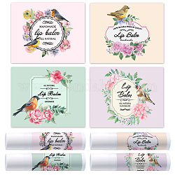 OLYCRAFT 100Pcs Self-Adhesive Lip Balm Tag Stickers 1.7x2.1 inch Waterproof Adhesive Label with Bird Patterns Rectangle Lipstick Tag Sticker for Lip Balm Container Tubes Lipstick Wrapping Decoration