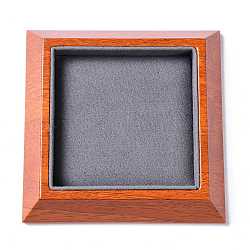 Квадратный деревянный поднос для выставок браслетов ювелирных изделий pesentation, покрытый микрофиброй, органайзер для монет, серые, 11.5x11.5x2.1 см