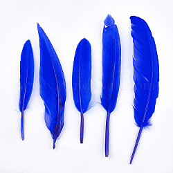 Accesorios de traje de pluma de ganso, teñido, azul, 105~157x16~22 mm, aproximamente 500 unidades / bolsa