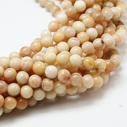 Natural Yellow Sunstone Round Bead Strands, 10mm, Hole: 1mm, about 37pcs/strand, 15.0 inch