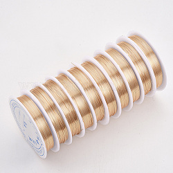 Alambre de joyería de cobre redondo, Plateado de larga duración, la luz de oro, 22 calibre, 0.6mm, aproximadamente 16.4 pie (5 m) / rollo