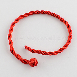 Braided Handmade Nylon Bracelet Cord, Red, 190~200x3mm