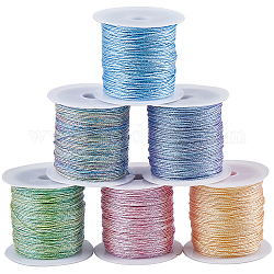 Sunnyclue 6 rollo 6 colores hilo de poliéster de 9 capas, cuerda de anudar chino, para la fabricación de collares de pulseras tejidas, color mezclado, 0.8mm, alrededor de 19.69~22.97 yarda (18~21 m) / bolsa, 1 rollo / color