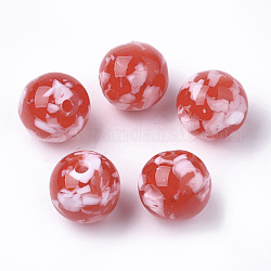 Harz perlen, Nachahmung Edelstein-Chips-Stil, Runde, rot, 20 mm, Bohrung: 2.5 mm