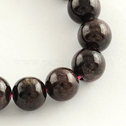 Natural, granate hebras de abalorios de piedras preciosas, redondo, 9~10mm, agujero: 1 mm, aproximamente 38 pcs / cadena, 14.9 pulgada