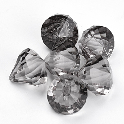 透明なアクリルパーツ  多面カット  ダイヤモンド  ライトグレー  26x24mm  穴：2.5mm  約80個/500g