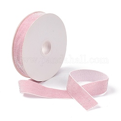 Cinta de terciopelo de poliéster de 10 yarda., cinta plateada brillante, para la fabricación de la joya diy, rosa, 1 pulgada (25~26 mm)