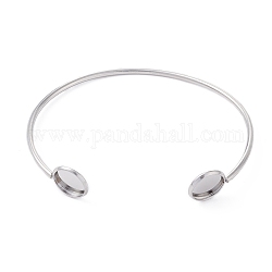 Adjustable 304 Stainless Steel Cuff Bangle Making, Flat Round Tray, Stainless Steel Color, Inner Diameter: 2-1/2 inch(6.5cm), Tray: 10mm