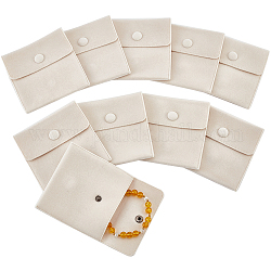 Nbeads Square Velvet Jewelry Bags, with Snap Fastener, PapayaWhip, 10x10x1cm