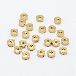 Brass Spacer Beads, Flat Round, Nickel Free, Raw(Unplated), 4x1.5mm, Hole: 1.5mm