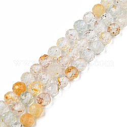 Natural Topaz Beads Strands, Faceted, Round, Grade AB, Gold, 4mm, Hole: 0.3mm, about 97pcs/strand, 15.55 inch(39.5cm)
