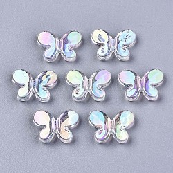 Perles en acrylique transparente, couleur ab , papillon, clair ab, 12.5x17x4mm, Trou: 2mm