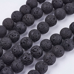 Natural Lava Rock Stone Bead Strands, Round, 10mm, Hole: 1mm, about 40pcs/strand, 15.7 inch