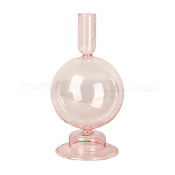 Portavelas de vidrio estilo vintage, candelabro candelita transparente, para la decoración casera del banquete de boda, rosa, 85x190mm
