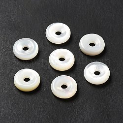 Натуральные белые бусины из ракушек, пончик / пи-диск, белые, 8x2 мм, отверстие : 1.6 мм