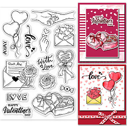 GLOBLELAND Valentine's Day Clear Stamps for Cards Making Rose Heart Confessions Silicone Clear Stamp Seals Transparent Stamps for DIY Scrapbooking Photo Album Journal Home Decoration