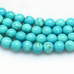Chapelets de perles en howlite naturelle, teints et chauffée, ronde, 10mm, Trou: 1mm, Environ 38~40 pcs/chapelet, 16 pouce