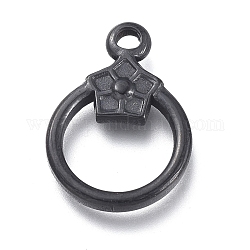 Cierres de palanca de acero inoxidable 304 para piezas, anillo, electroforesis negro, 19x13.5x2.7mm, agujero: 1.8 mm