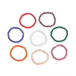 8 pièces 8 couleurs bling verre rond perlé extensible anneaux ensemble pour les femmes, couleur mixte, nous taille 8 (18.1 mm), 1 pc / couleur