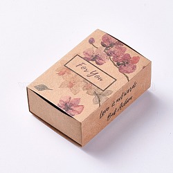 Boîte de tiroir en papier pliable portable créative, bijoux bonbons boîtes de cadeau de fête de mariage, rectangle, motif de fleur, colorées, boîte: 8.4x6x3cm
