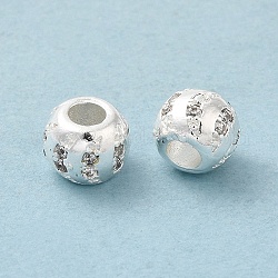 Perles de placage en laiton avec zircone cubique de micro pave, Plaqué longue durée, sans plomb et sans cadmium, rondelle, couleur d'argent, 7x5.5mm, Trou: 3mm