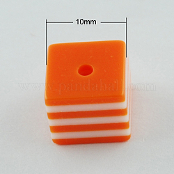 Cube Resin Beads, Orange Red, 10x10x10mm, Hole: 1.5mm