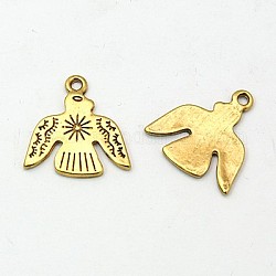 Tibetan Style Alloy Pendants, Lead Free & Cadmium Free, Bird, Antique Golden, Size: about 21mm long, 20mm wide, 1.5mm thick, hole: 1mm