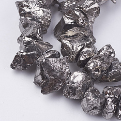 Hebras de cuentas de cristal de cuarzo natural galvanizado, pepitas, platinado, 10~24.5x5.5~16x2~23mm, agujero: 1 mm, aproximamente 54~64 pcs / cadena, 15.1~15.9 pulgada