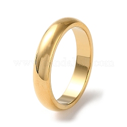 Placcatura ionica (ip) 304 anello da dito semplice a fascia semplice in acciaio inossidabile per donna uomo, vero placcato oro 18k, 4mm, diametro interno: formato degli stati uniti 7 1/4 (17.5 mm)