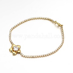 Goldenen vernickelt Zirkonia Schalenkette Armbänder, Blume, Transparent, 200x2 mm