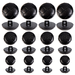 CHGCRAFT 100Pcs 3 Size 1-Hole Plastic Buttons Round Black Plastic Imitation Leather Buttons Set for Blazer Suits Sport Coat Uniform Jacket Sewing Craft 25mm 20mm 15mm