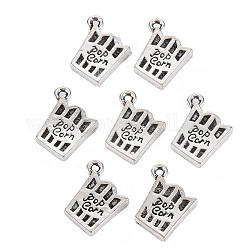 Tibetan Style Alloy Pendants, Cadmium Free & Lead Free, Popcorn with Word, Antique Silver, 15x13.5x4mm, Hole: 1.5mm