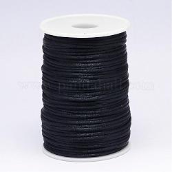 Полиэфирного корда, атласный шнур, для изготовления украшений из бисера, китайское вязание, чёрные, 2 мм, Около 100 ярдов / рулон