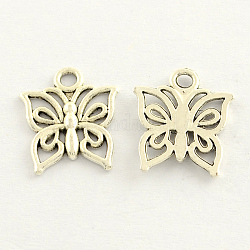 Tibetan Style Zinc Alloy Butterfly Charms, Antique Silver, 15x12x1.5mm, Hole: 1.5mm, about 2222pcs/1000g
