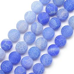 Естественные выветрившиеся агатовые бусинки, матовые, окрашенные, круглые, королевский синий, 4~4.5 мм, отверстие : 1 мм, около 95 шт / нитка, 14.6 дюйм
