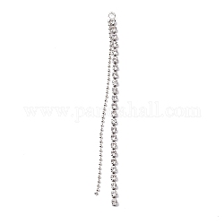 Brass Crystal Rhinestone Cup Chain Big Pendants, Tassel Pendant, with Ball Chain, Platinum, 76x3x2mm, Hole: 2mm