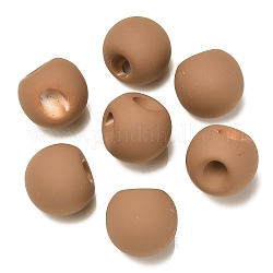 Perles acryliques caoutchoutées, ronde, top foré, chameau, 18x18x18mm, Trou: 3mm